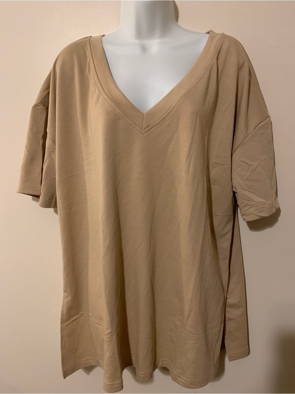 Women's V-Neck Relaxed Lounge 2piece Set in Beige